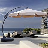 Grand patio Ampelschirm mit Schirmständer, Sonnenschirm 300cm Mit praktischer Handkurbel,...