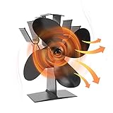 Ofenventilator, Joymy Kaminventilator mit 4 Blättern Kein Strom...