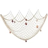 200x150cm Deko Fischernetz mit Muscheln für Maritime Deko Mediterranen Stil...