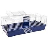 Kaninchen- und Meerschweinchenkäfig Nagerkäfig Cosmo 120 Silber-Dunkelblau