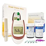 Blutzuckermessgerät (mg/dL) mit 50 Blutzuckerteststreifen, 50 Lanzetten, 1 Stechhilfe, 1...