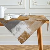 Tischdecke 85x85 cm Braun Modern Mittelläufer Kunst Gemälde Tischdecken Kurz...