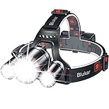 Blukar Stirnlampe LED Wiederaufladbar, Superhell 8000 Lumen Zoombar Kopflampe...