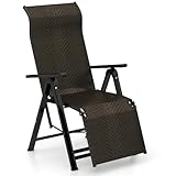 COSTWAY Sonnenliege Rattan, klappbarer Liegestuhl mit Verstellbarer...