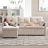 LIFEISLE Sofa L Form, Klappbares Schlafsofa 206CM Bettsofa mit Aufbewahrung und...