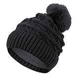 Sibba Bommelmütze für Frauen Winter Beanie Mützen Beanies Fleece Gefütterte...