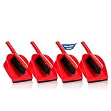 BigDean 4 Stück Kehrschaufel Set in Rot – Handfeger mit stabilen + robusten...