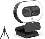1080P Webcam mit Mikrofon, Full HD Facecam Live-Streaming Webcams mit Ringlicht,...