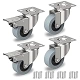 RAVN HAMAN 4er Set Möbelrollen 50 mm - Schwerlastrollen mit Bremse bis 35 kg pro Rad -...