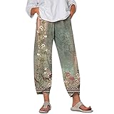 Sommerhose Damen Leicht und Luftig, Stoffhose Damen Sommer Boho Strandhose Blumenmuster...