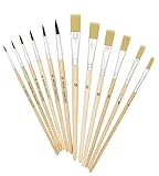 K3T Pinsel-Set 12tlg (Borstenpinsel Größe 4, 6, 8, 10, 12 und 14 - Haarpinsel Größe 1,...