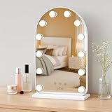LUXFURNI Kosmetikspiegel mit Lichtern, 52,1 cm, gewölbter beleuchteter Make-up-Spiegel,...