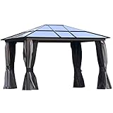 Outsunny Luxus Pavillon Gartenpavillon Gartenzelt Alu Partyzelt mit lichtdurchlässigem PC...