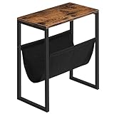 HOOBRO Beistelltisch Schmal, Nachttisch mit Zeitschriftenschlinge aus Stoff, Sofatisch...