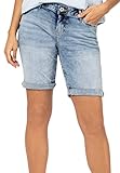 Sublevel Damen Denim Jeans Bermudas Kurze Hose mit Aufschlag Light-Blue M