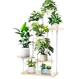 YOCOMEY 7 Tier Hölzern Blumenregal Pflanzenregal, Mehrstöckig Blumenständer...