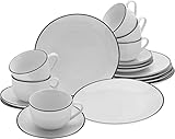 CreaTable, 13187, Serie Luna Black Line, 18-teiliges Geschirrset, Kaffeeservice aus...