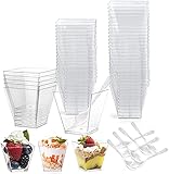 PIQIUQIU 50 Stück Desserttasse mit 50 Stück Löffeln, 60ML Dessertschalen Set,...