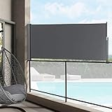 pro.tec Seitenmarkise 'Mulhacén' 100 x 300 cm Grau Witterungsbeständig...