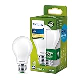Philips LED Classic ultraeffiziente E27 Lampe (60 W), matte LED Lampe mit warmweißem...