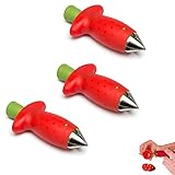 WACH AUF 3 Stück Rot Obstentkerner Erdbeer Strunkentferner, Strawberry Entstrunker,...