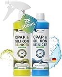 CPAP Maske Reinigungsspray Set 500ml - Konzentrat 500ml Silikon-Reiniger Schlauchreiniger,...