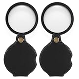 2 Stück Taschenlupe 20-Fache Lupe Klein Drehbare Mini Lupe Faltbare Lupenbrille Schwarz...