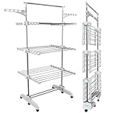 PORTENTUM Wäscheständer Turm klappbar 14 cm mit 5 Ebenen und 58 Haken für...