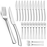 Homikit Steakbesteck Set, 24-teilig Edelstahl Steakmesser und Steakgabel, Steakbesteck Set...