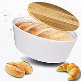 FloX Products® Brotkasten Keramik - Brottopf Ton produziert in Europa - weiße...