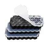 Sechseckige Eiswürfelform Silikon, 3er Pack 37Fach Eiswürfelbehälter mit Deckel，Ice...