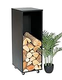 DanDiBo Kaminholzregal Innen Metall Schwarz Kaminholzständer 85 cm mit Rollen 96359...