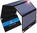 BigBlue 28W Tragbar Solar Ladegerät 2-Port USB(5V/4A insgesamt), IPX4, Solarpanel mit...