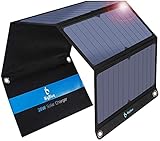 BigBlue 28W Tragbar Solar Ladegerät 2-Port USB(5V/4A insgesamt), IPX4 SunPower...