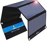 BigBlue 28W Tragbar Solar Ladegerät 2-Port USB(5V/4A insgesamt), IPX4, Solarpanel mit...