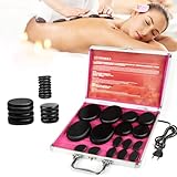 Hot Stone Massage Set, Massagesteine Set aus Basalt mit Tragbar Heizkoffer, 16...
