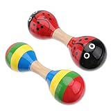 Tomaibaby Maracas Holz Rumba Doppelkopf Rassel Shakers Holzschellen mit Sand...