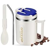 Kytpyi Kaffeebecher, 500ml Stylisher Edelstahl Kaffee Thermobecher mit Deckel 1 Trinkhalm...