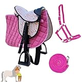 My Sweet Pony® Kinder Shettysattel-Set Pink Flower + Halfter + Führstrick | Sattel für...