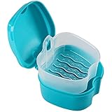 Piarktoy Blau Prothesen Fall Zahnersatz Becher mit Sieb, Prothese Bad Box Zähne...