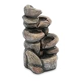 Uniprodo Uni_NSF_01 Gartenbrunnen 5 Ebenen in Steinoptik LED-Beleuchtung 12 W Wasserspiel...