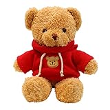 TROYSINC Teddybär Weiches Fell Teddybär mit Kapuze Tatzendruck Plüschtier Kuscheltier...