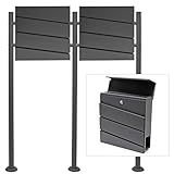 Wiltec 2er Set Designer Briefkasten V16 Anthrazit 1000 x 135 x 1200 mm, Wandbriefkasten...