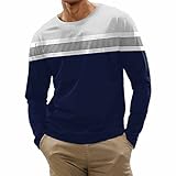 Herrenmode Lässig Sport Gestreifte Nähte Digitaldruck Rundhals T-Shirt Langarm...