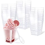 Desserttassen 50 Stück, 160ml Plastik Dessertbecher mit Löffeln,Transparente Mini...