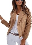 Youning Damen Jacke Kurz Übergangsjacke Moto Bikerjacke Herbst Frühling Leicht...