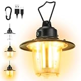LED Campinglampe Aufladbar, Tragbar Campingleuchte mit Haken Retro...