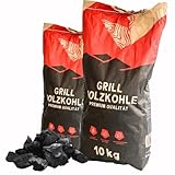 RHINOROCK Profi-Grillkohle 20 kg – Premium Holzgrillkohle Buchenholzkohle für BBQ,...