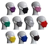 ESLH Colour mix: 30x FFP2 Maske bunt fischform CE zertifiziert farbig im set mit 10...