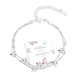 XOEMEL Armband Silber für Damen Schmetterlinge Armband Silber 925 Damen Layered...
